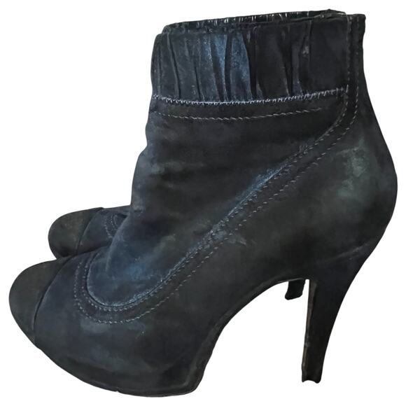 Chanel Blue Suede Ankle Boots, US7/IT 37 - Picture 2 of 16